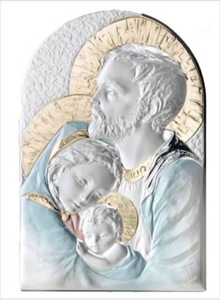 PANNELLO ARCO CM 13 X 19 SACRA FAMIGLIA ARGENTO E COLORE