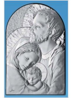 QUADRETTO LEGNO ARCO CM 9 X 13 SACRA FAMIGLIA ARGENTO 925