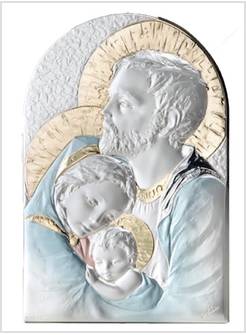 PANNELLO ARCO CM 13 X 8 SACRA FAMIGLIA ARGENTO E COLORE