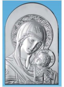 QUADRETTO LEGNO ARCO CM 9 X 13 MADONNA VLADIMIR ARGENTO 925