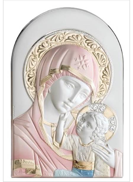 PANNELLO ARCO MADONNA VLADIMIR CM 13 X 9 ARGENTO E COLORE