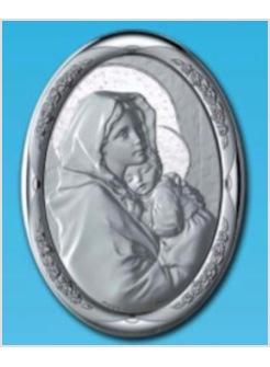 QUADRETTO LEGNO OVALE CM 8 X 10 MADONNA FERRUZZI ARGENTO 925