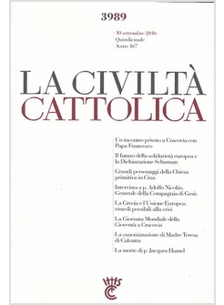 LA CIVILTA' CATTOLICA 3989  10 SETTEMBRE 2016  UN INCONTRO PRIVATO