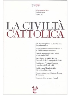 LA CIVILTA' CATTOLICA 3989  10 SETTEMBRE 2016  UN INCONTRO PRIVATO