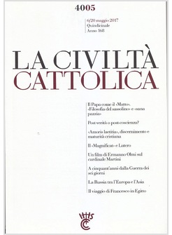 LA CIVILTA' CATTOLICA 4005 6/20 MAGGIO 2017