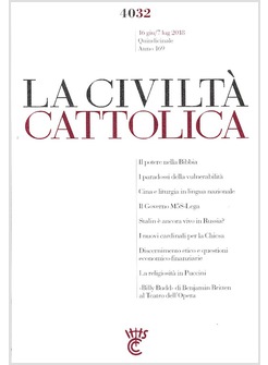 LA CIVILTA' CATTOLICA 4032 16 GIU/7 LUG 2018 IL POTERE NELLA BIBBIA