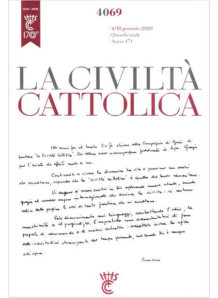 LA CIVILTA' CATTOLICA 4069  4/18 GENNAIO 2020