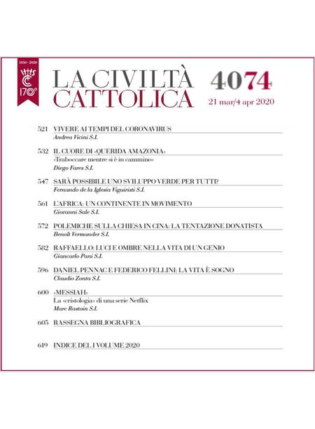 LA CIVILTA' CATTOLICA 4074 21 MAR / 4 APR 2020