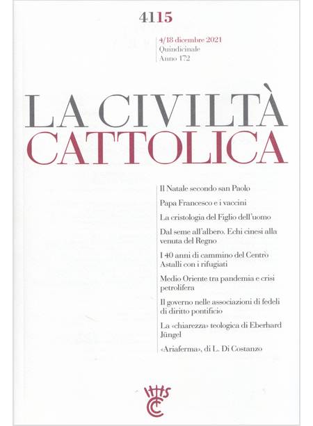 LA CIVILTA' CATTOLICA 4115 4/18 DICEMBRE 2021