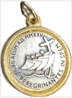 MEDAGLIA 1,5 CM DORATA LOGO GIUBILEO 2025 E SAN PIETRO