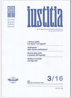 IUSTITIA 3/16 L'AMORIS LAETITIA E LE UNIONI NON REGOLARI