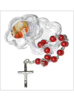 ROSARIO DECINA  10 GRANI CON SCATOLINA A FIORE CM 3