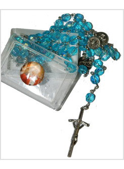 ROSARIO CRISTALLO AZZURRO CON SCATOLA