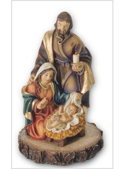 NATIVITA' IN RESINA CON BASE TRONCO CM 13