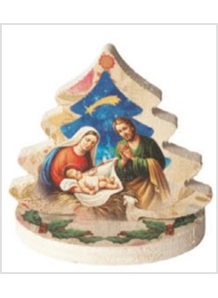 PRESEPE IN LEGNO CON BASE MODELLO ALBERELLO CM 7X7