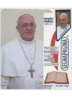 SEGNALIBRO CON CARD PAPA FRANCESCO SFONDO BIANCO